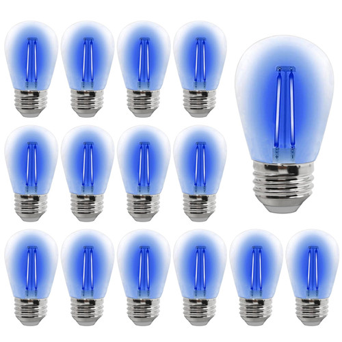 S14 LED Light Bulb 2W Blue Outdoor Replacement Bulbs Shatterproof Waterproof S14 Replacement Bulb Clear Plastic Vintage Edison Filament Bulbs E26 E27 Base Decorative String Light Bulbs,15-Pack(Blue) S14 LED Light Bulb 2W Blue Outdoor Replacement Bulbs Shatterproof Waterproof S14 Replacement Bulb Clear Plastic Vintage Edison Filament Bulbs E26 E27 Base Decorative String Light Bulbs,15-Pack(Blue)