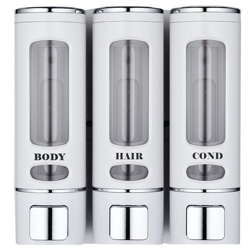 3-in-1 Shower soap Dispenser, Shampoo and Conditioner Dispenser Modern Bathroom Shower Bottles Set for Shampoo Conditioner Body Wash (White)