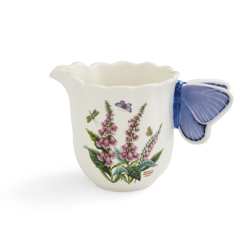 Portmeirion Botanic Garden Bouquet Collection Creamer | 10 Ounce Creamer Jug for Coffee and Milk | Small Pitcher made from Dolomite with Figural Butterfly Handle