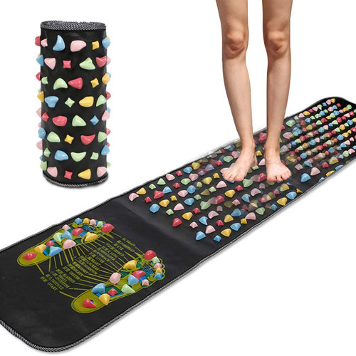 Baufon Reflexology Mat, Foot Acupressure Mat, Foot Reflexology Massager and Pressure Point Tool-Stone Road for Foot Relax-Targeting Foot Massage Mat with Chart Can Reduce Stress?68.9in*13.78in