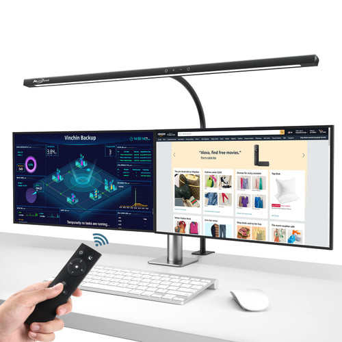 mandland LED Desk Lamp, Architect Desk Light for Home Office, 24W Ultra Bright Workbench Office Lighting, 5 Color Modes and Stepless Dimming Remote Control Desk Lamp for Monitor Studio Reading