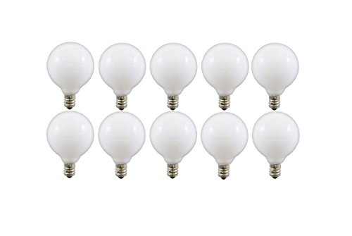 Pack Of 10 25G16.5 25 watt G16.5 Decorative Globe E12 Candelabra Base G16 1/2 Light Bulbs, White Pack Of 10 25G16.5 25 watt G16.5 Decorative Globe E12 Candelabra Base G16 1/2 Light Bulbs, White