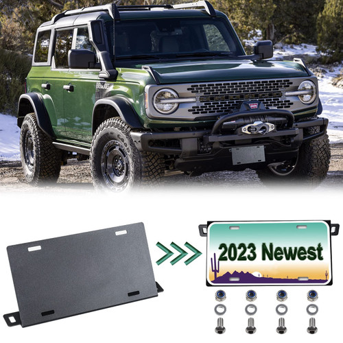 Bronco License Plate Bracket Front License Frames Aluminum Alloy License Mounting Holder Compatible with 2021-2023 Ford Bronco