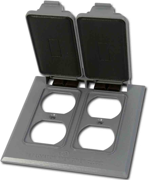 Greenfield Made in The U.S.A. C2DR2PS Series Weatherproof Electrical Outlet Box Cover, Gray