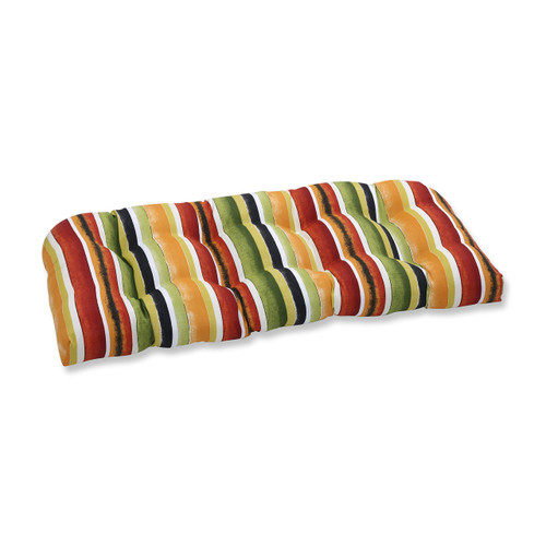 Pillow Perfect Outdoor/Indoor Dina Noir Wicker Loveseat Cushion,Multicolored