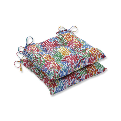 Pillow Perfect Outdoor/Indoor Make It Rain Zinnia Tufted Seat Cushions (Square Back), 19" x 18.5", Blue, 2 Count Pillow Perfect Outdoor/Indoor Make It Rain Zinnia Tufted Seat Cushions (Square Back), 19" x 18.5", Blue, 2 Count