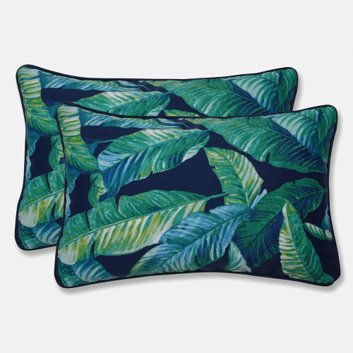 Pillow Perfect 638119 Outdoor/Indoor Hanalai Lagoon Lumbar Pillows, 11.5" x 18.5", Blue, 2 Pack