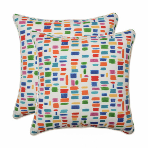 Pillow Perfect Outdoor/Indoor Color Tabs Primaries Throw Pillows, 16.5" x 16.5", 2 Count