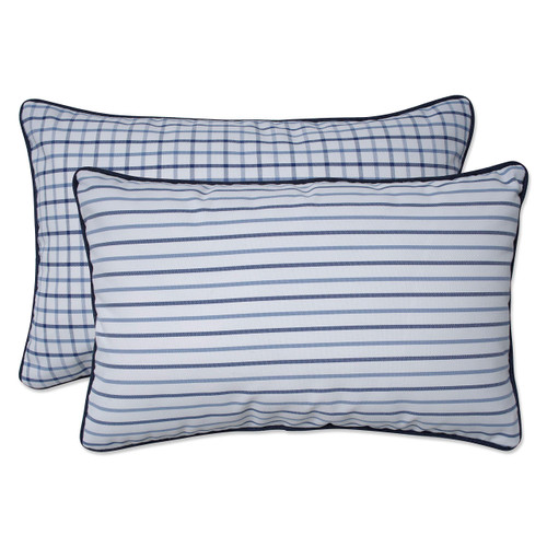 Pillow Perfect Outdoor/Indoor Austin Nash Lapis Lumbar Pillows, 11.5" x 18.5", Blue 2 Count
