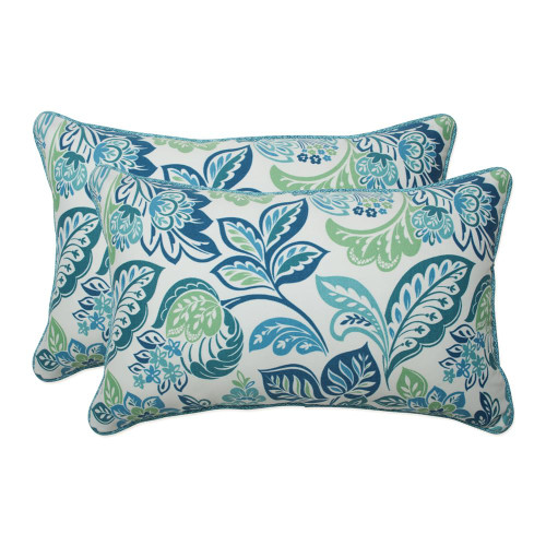 Pillow Perfect Outdoor/Indoor Dailey Opal Lumbar Pillows, 11.5" x 18.5", Blue 2 Count