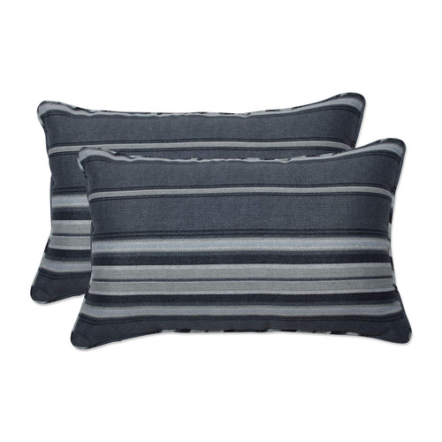 Pillow Perfect Outdoor | Indoor Terrace Noir Lumbar Throw Pillow (Set of 2), 11.5" x 18.5", Grey