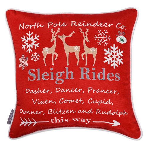 Pillow Perfect Outdoor/Indoor Sleigh Rides Red Throw Pillow