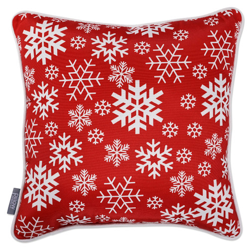 Pillow Perfect Outdoor/Indoor Snowflakes Red/White Throw Pillow