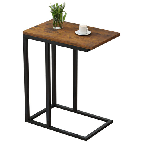 WUGO Sofa Side End Table,C Shaped Small Table,Couch Snack Coffee Table for Small Space, Living Room, Bedroom,Metal Frame Nightstand (Brown) WUGO Sofa Side End Table,C Shaped Small Table,Couch Snack Coffee Table for Small Space, Living Room, Bedroom,Metal Frame Nightstand (Brown)