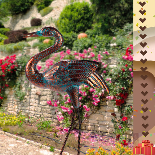 Natelf Garden Crane Statues for Outdoor, Standing Patina Heron Decoy Garden Sculptures, Metal Bird Art Lawn Ornaments for Patio Lawn Pond Backyard Decorations Natelf Garden Crane Statues for Outdoor, Standing Patina Heron Decoy Garden Sculptures, Metal Bird Art Lawn Ornaments for Patio Lawn Pond Backyard Decorations