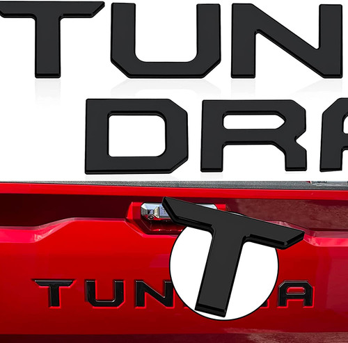 Tailgate Insert Letters 3D Raised Rear Emblems, ABS Plastic Inserts with Adhesive Compatible with Tundr 2022-2023 Truck Accessories Badge (Gloss Black)