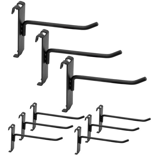 YEUIKERR 36Pcs 6 Inch Black Gridwall Peg Hooks Heavy Duty Display Hooks for Grid Wall Panel, Grid Wall Hooks & Hangers for Room Garage Shop Retail Display