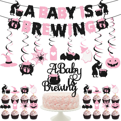 Halloween Baby Shower Party Decorations Girl Pink and Black Glitter A Baby Is Brewing Banner A Baby is Brewing Baby Shower Decorations Baby Brewing Halloween Shower Decorations Halloween Baby Shower Party Decorations Girl Pink and Black Glitter A Baby Is Brewing Banner A Baby is Brewing Baby Shower Decorations Baby Brewing Halloween Shower Decorations
