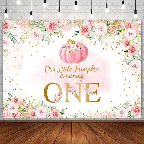 SENDY 7x5ft Litttle Pumpkin 1st Birthday Backdrop Girl First Bday Party Decoration Fall Autumn Our Pumpkin is Turning One Pink Blush Floral Gold Glitter Thanksgiving Banner Photography Background Prop SENDY 7x5ft Litttle Pumpkin 1st Birthday Backdrop Girl First Bday Party Decoration Fall Autumn Our Pumpkin is Turning One Pink Blush Floral Gold Glitter Thanksgiving Banner Photography Background Prop