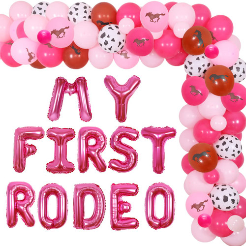 My First Rodeo Party Decoration Balloons Garland Cowgirl Western Party Decorations for Girls 1st Rodeo Birthday Party Supplies Rose Red Cowgirl Theme Birthday Party Horse Balloons For Girls Birthday