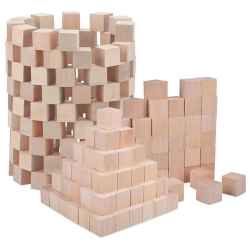 Wood Blocks, 200 Pack Counting Cubes Square Wood Craft Cube Blocks Wooden Blocks Building Blocks,Square Blank Puzzle Making and DIY Craft Cube Blocks,Early Math Manipulatives (Wood)