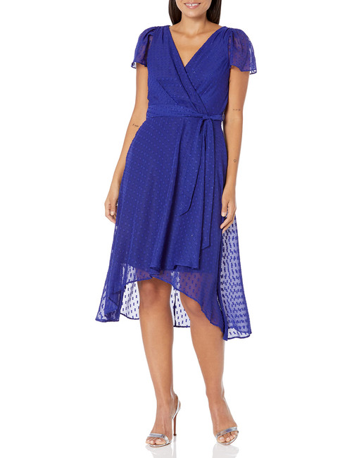 DKNY Women's Faux Dress, Berry Blue Wrap, 6