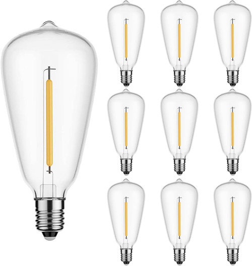 OULISI LED Edison Bulbs 10 Pack,E12 LED Bulb 0.6W ST38 LED Replacement Light Bulbs C7/E12 Screw Base Plastic ST38 String Light Replacement Bulbs Indoor/Outdoor Patio String Light Bulbs Warm White