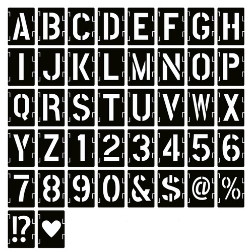 12 Inch Letter Stencils Symbol Numbers Craft Stencils, 42 Pcs Reusable Alphabet Templates Interlocking Stencil Kit for Painting on Wood, Wall, Fabric, Rock, Chalkboard, Sign, DIY Art Projects