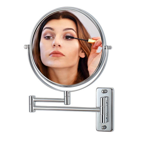 mumianshu Makeup Mirror Wall Mounted, 1x/ 10x Magnifying Makeup Mirror, 8" Double Sided Make up Mirror with 360 Degree Swivel Extendable Arm, Home Bathroom Shaving Vanity Mirror (Chrome) mumianshu Makeup Mirror Wall Mounted, 1x/ 10x Magnifying Makeup Mirror, 8" Double Sided Make up Mirror with 360 Degree Swivel Extendable Arm, Home Bathroom Shaving Vanity Mirror (Chrome)