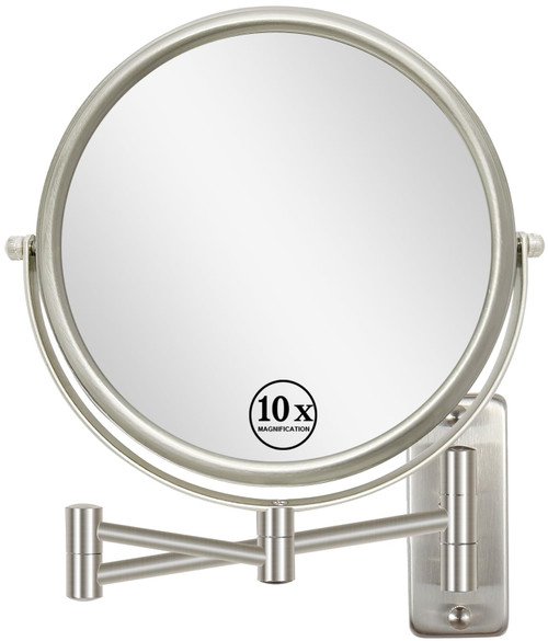 Erlingeryi 8" Wall Mounted Makeup Mirror 1X/ 10x Magnifying Mirror Double Sided Vanity Makeup Mirror for Bathroom Nickel Brush Finish Erlingeryi 8" Wall Mounted Makeup Mirror 1X/ 10x Magnifying Mirror Double Sided Vanity Makeup Mirror for Bathroom Nickel Brush Finish