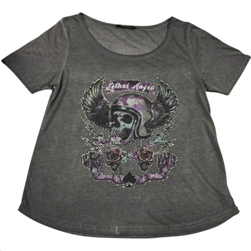 Lethal Threat Sin On Wheels Womens Short Sleeve T-Shirt Gray SM