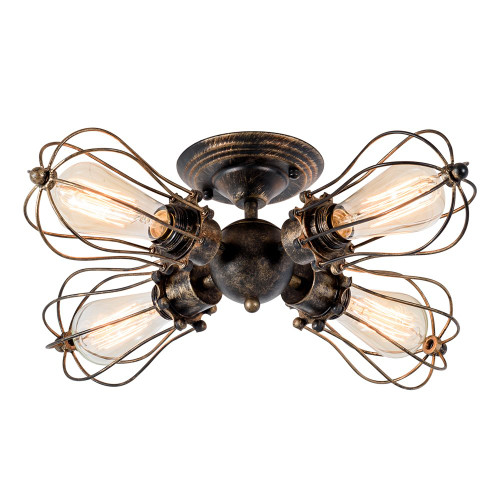 moonkist Vintage Ceiling Light Industrial Semi-Flush Mount Ceiling Light Metal Fixtures Painted Finish (with 4 Light) (Bronze) moonkist Vintage Ceiling Light Industrial Semi-Flush Mount Ceiling Light Metal Fixtures Painted Finish (with 4 Light) (Bronze)