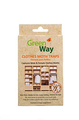 GreenWay Clothes Moth Traps (2 traps per box) - pheromone attractant, eco-friendly, kid and pet safe