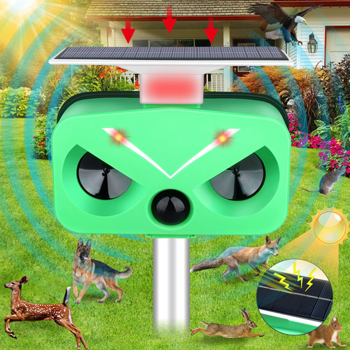 Ultrasonic Animal Repellent Outdoor,Solar Cat Repellent Outdoor with Motion and Light Sensor and Sound,Animal Repellent Devices for Yard Garden Plants,Keep Cat Dogs Deer Off Lawn