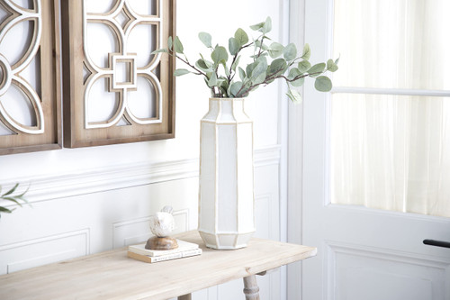 Deco 79 Ceramic Handmade Vase, 7" x 7" x 17", White