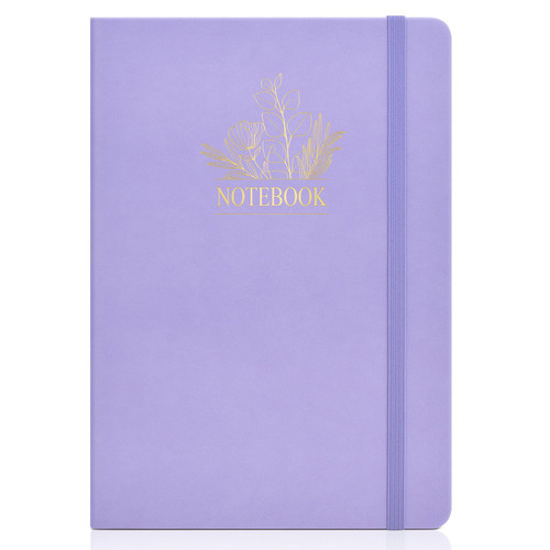 UEBZFOCS Leather Lined Journal Notebook, 200 Pages A5 Thick Paper College Ruled Notebooks, Small Hardcover Journals for Women Men, Daily Journal for Writing Work Note Taking 5.75'' X 8.38'', Purple