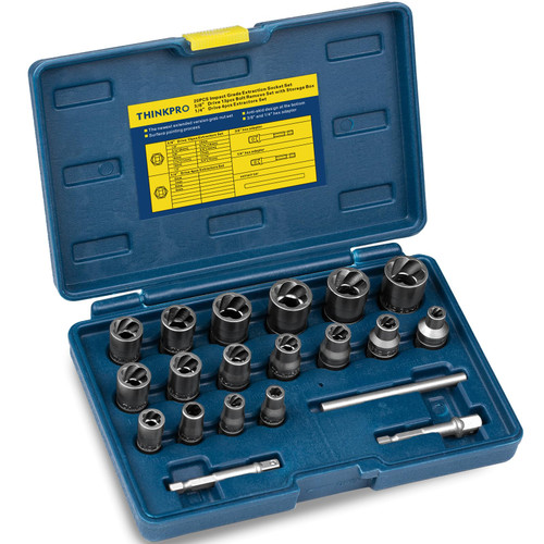 THINKPRO Bolt Extractor Kit, 20 PCS Impact Bolt & Nut Remover Set, Stripped Bolt Extractor Socket Set for Removing Damaged, Frozen, Rusted, Rounded-Off Bolts, Nuts & Screws THINKPRO Bolt Extractor Kit, 20 PCS Impact Bolt & Nut Remover Set, Stripped Bolt Extractor Socket Set for Removing Damaged, Frozen, Rusted, Rounded-Off Bolts, Nuts & Screws