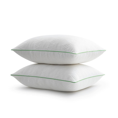 MARTHA STEWART Spa-Like Comfort Memory Foam Cluster Bed Pillows, Standard, White 2 Count