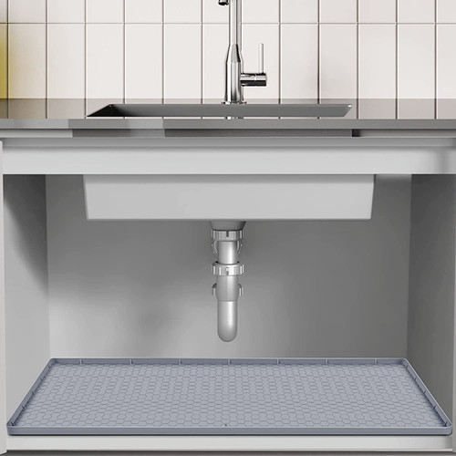Under Sink Mat - 28" x 22" Waterproof Under Sink Kitchen Cabinet Mat with Drain Hole,Kitchen Bathroom Cabinet Floors Mat,Silicone Under Sink Mat,Flexible Under Sink Mats