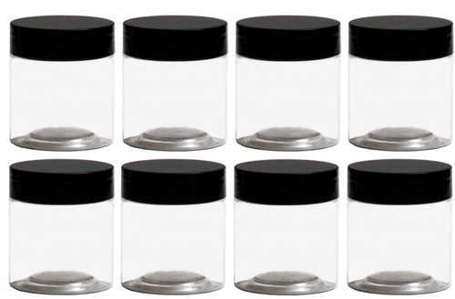 Plastic Jars with Lids, 4oz Empty Clear Slime Containers,Wide-Mouth Refillable Storage Containers for Lotion,Cream, Ointments,Cosmetics,Samples (8 Pack)