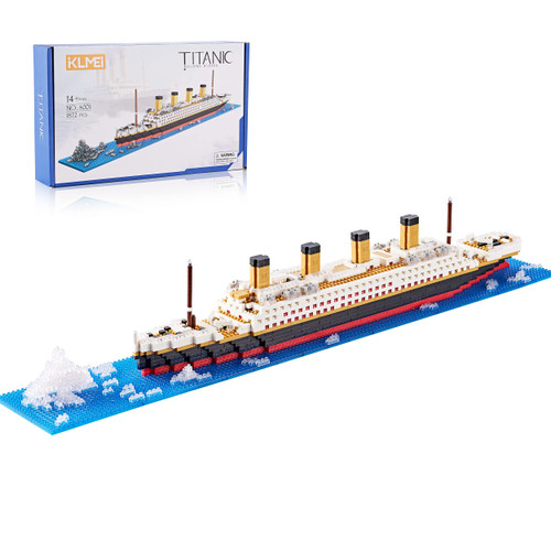 KLMEi Architecture Titanic Model Building Set Micro Blocks Cruise Ship Modle Kit, a DIY Mini Bricks for Adults and Toys Gifts for Kids (1872 Pieces)