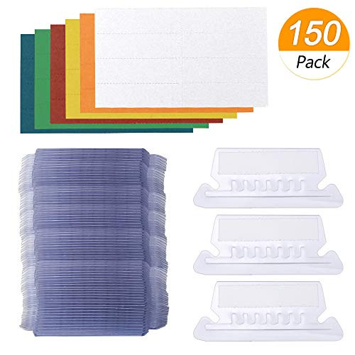 Homgaty 150 Sets Hanging File Folder Tabs and Inserts 2 inch Clear Plastic Suspension Files Labels Tabs Inserts for Quick Identification and Easy to Read
