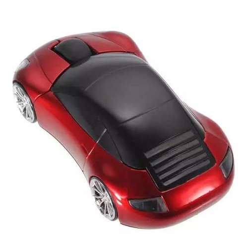 2.4GHz 3D Car Shape Wireless Optical Mouse USB Gaming Mouse with Receiver for PC Laptop (Red)