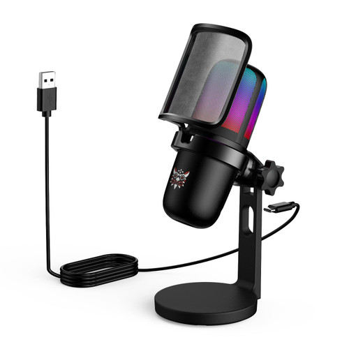 NOOTRY USB Gaming Microphone, PC Mic for PS4/PS5/Mac, Condenser Computer Mic with RGB Lights, Mute, Stand, Noise Cancellation, Pop Filter for Streaming,Recording, Podcast, Chat, YouTube, Twitch