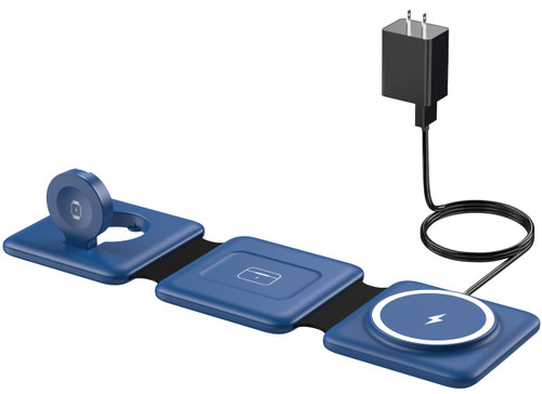 Charging Station for MagSafe Apple Devices - 3 in 1 Magnetic Foldable Wireless Charger Dock - Travel Charging Pad for iPhone 15 14 13 12 Pro Max Plus Watch & Airpods Charging Station for MagSafe Apple Devices - 3 in 1 Magnetic Foldable Wireless Charger Dock - Travel Charging Pad for iPhone 15 14 13 12 Pro Max Plus Watch & Airpods