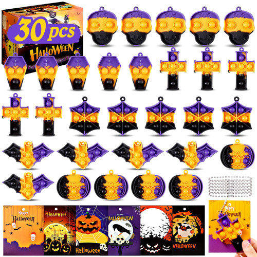 30pcs Halloween Mini Pop Fidget Keychain Bulk Toys, Halloween Toys for Goodie Bags Fillers Party Favors Classroom Prize,Stress Relief Sensory Fidget Keychain with Greeting Card, Halloween Treats Gifts 30pcs Halloween Mini Pop Fidget Keychain Bulk Toys, Halloween Toys for Goodie Bags Fillers Party Favors Classroom Prize,Stress Relief Sensory Fidget Keychain with Greeting Card, Halloween Treats Gifts