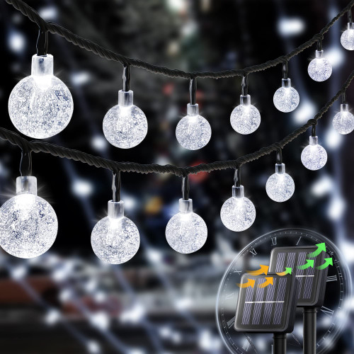Pellimo 2-Pack 30 LED 20FT Solar String Lights Outdoor, Crystal Globe Lights with 8 Lighting Modes, Waterproof Solar Powered Patio Lights for Garden Yard Porch Wedding Party Decor (White) Pellimo 2-Pack 30 LED 20FT Solar String Lights Outdoor, Crystal Globe Lights with 8 Lighting Modes, Waterproof Solar Powered Patio Lights for Garden Yard Porch Wedding Party Decor (White)