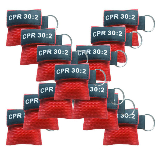 JTKENS 50pcs/pack CPR Face Shields with Keychain Ring One-way Valve Breathing CPR Barrier Red