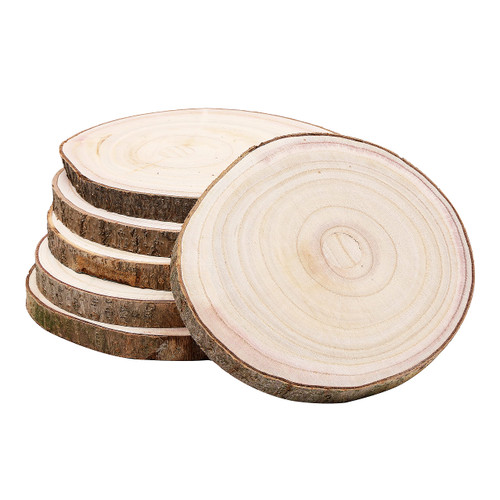 FORACKS Natural Round Wood Slices 6 Pack 8-9 inches Unfinished Wood kit Circles DIY Crafts Wood Ornament Discs