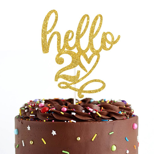 Hello 20 Cake Topper - Happy 20th Birthday Cake Topper,Cheers to 20 Years,Twenty Baby Shower Birthday Party Cake Decorations,Finall 20th Years Old Bday Party Supplies